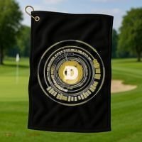 Dogecoin Cryptocurrency Crypto Gold Logo Golf Towel thumb 1