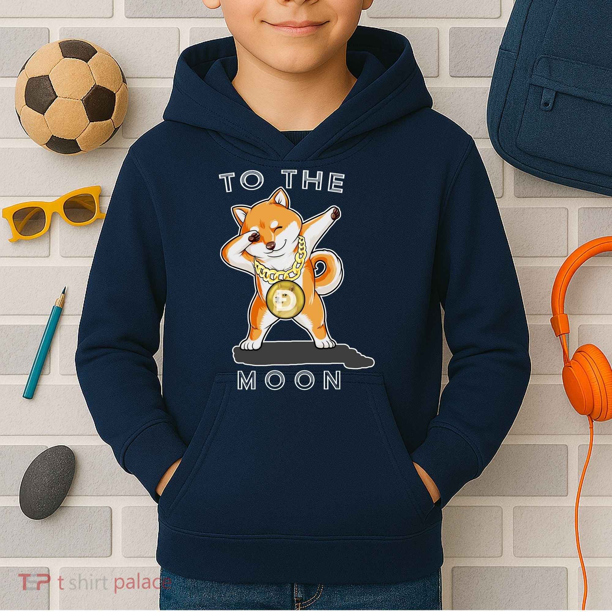 Dogecoin Dab To The Moon Kids Hoodie