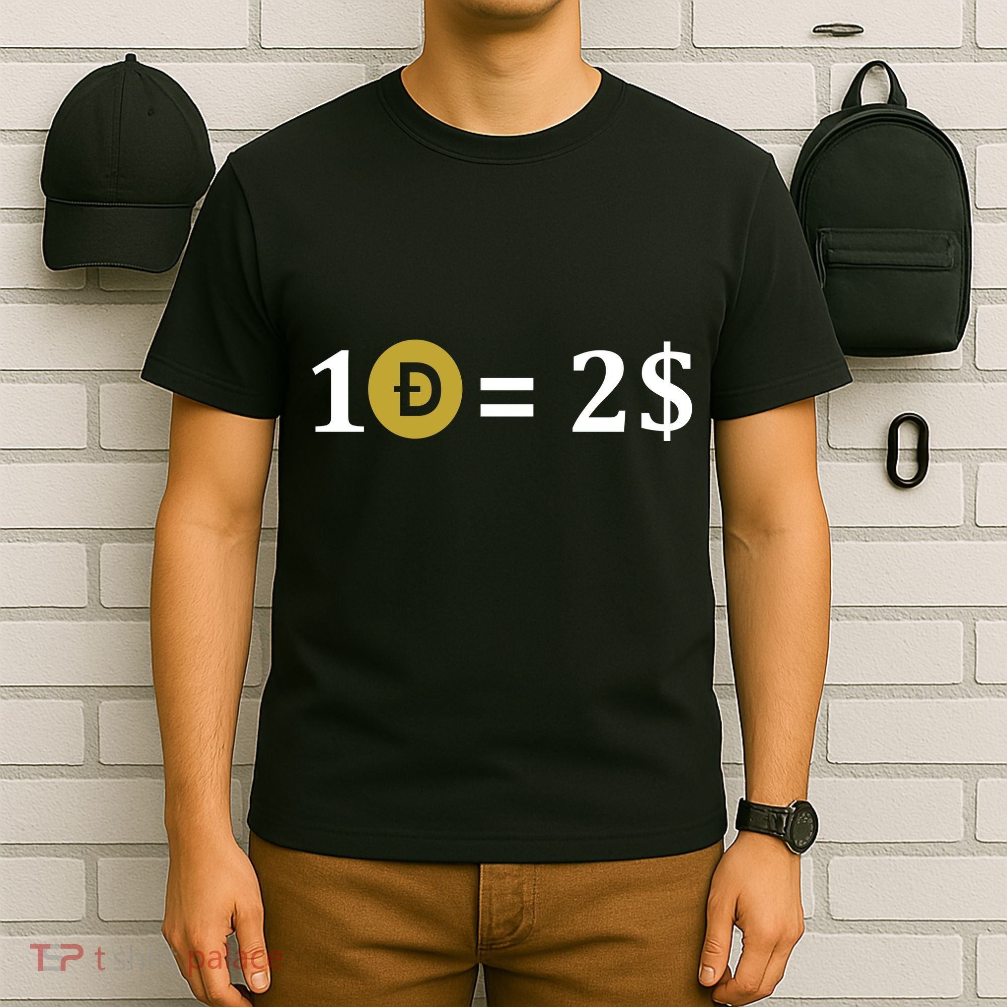 Dogecoin Equal 2 Dollars Doge Crypto Currency  T-Shirt