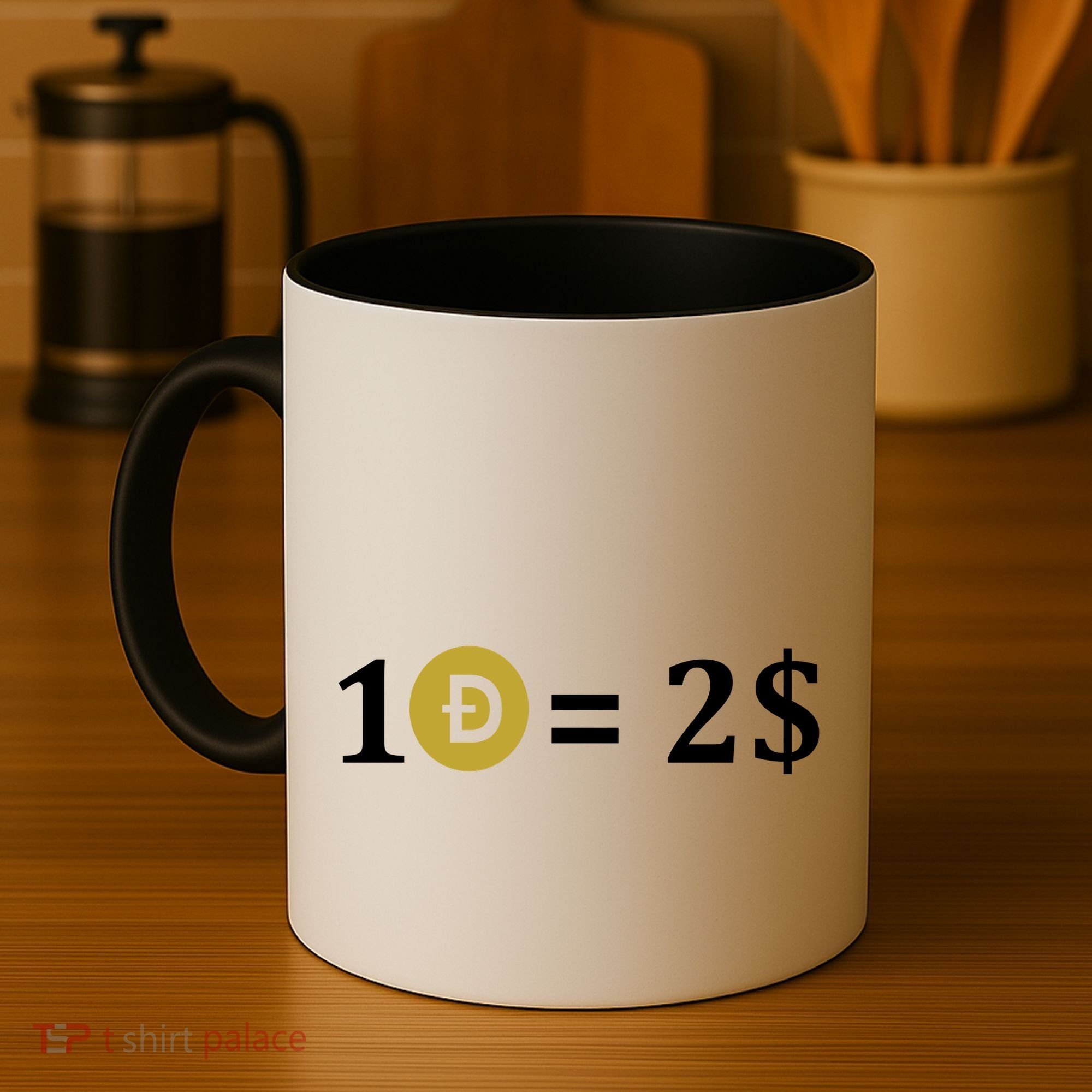 Dogecoin Equal 2 Dollars Doge Crypto Currency  Coffee Mug