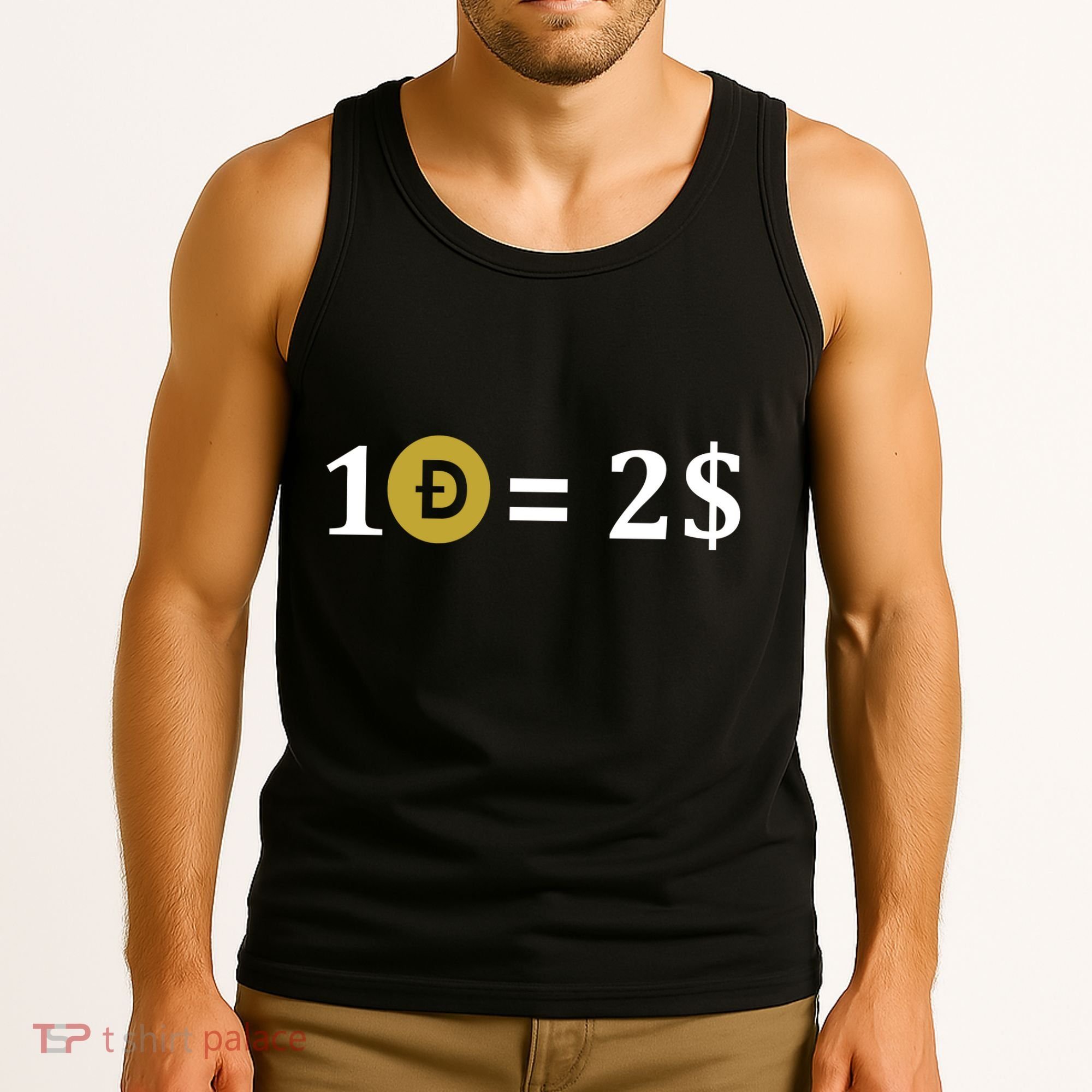 Dogecoin Equal 2 Dollars Doge Crypto Currency  Tank Top