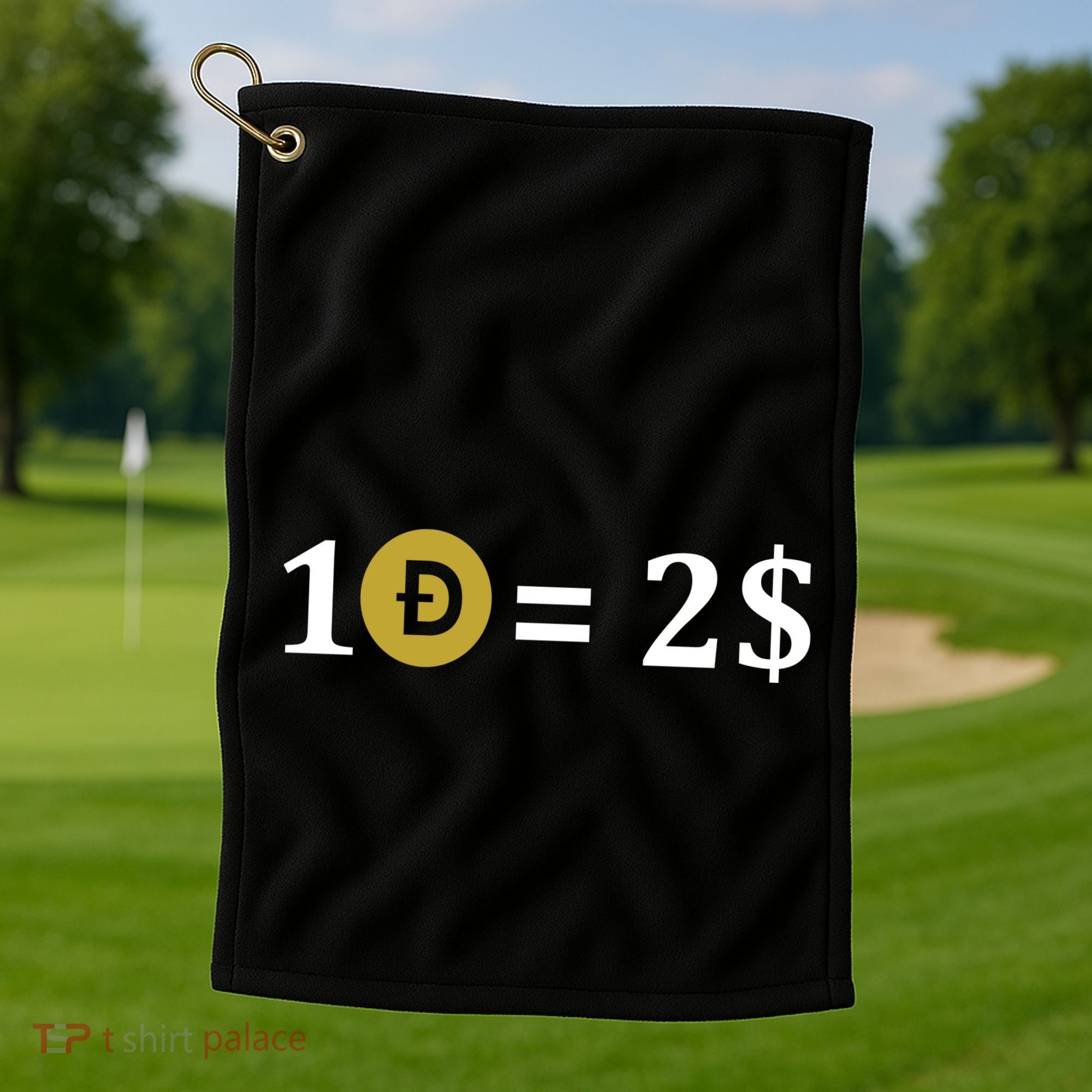 Dogecoin Equal 2 Dollars Doge Crypto Currency  Golf Towel