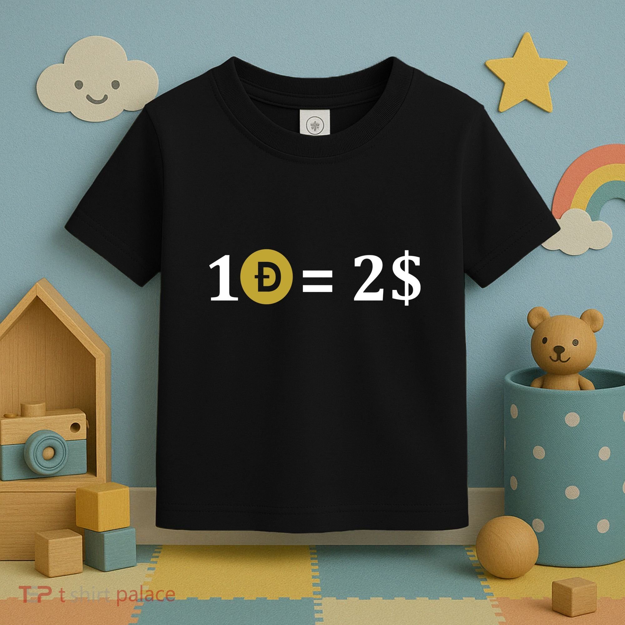 Dogecoin Equal 2 Dollars Doge Crypto Currency  Toddler T-Shirt