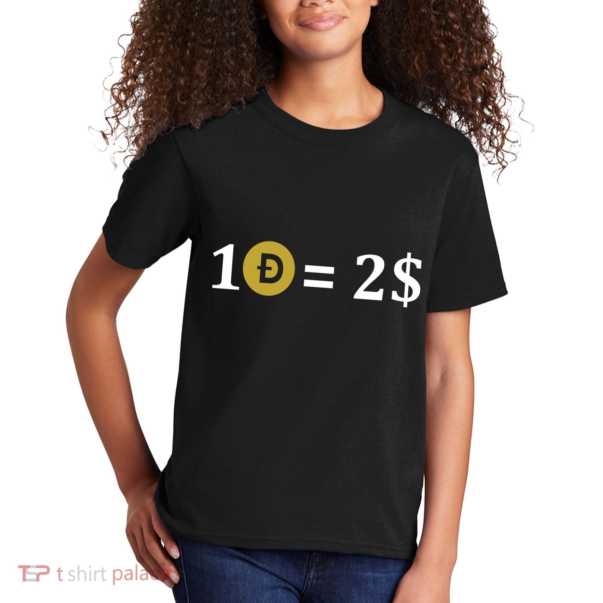 Dogecoin Equal 2 Dollars Doge Crypto Currency  Kids T-Shirt