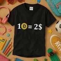 Dogecoin Equal 2 Dollars Doge Crypto Currency  Kids T-Shirt thumb 3