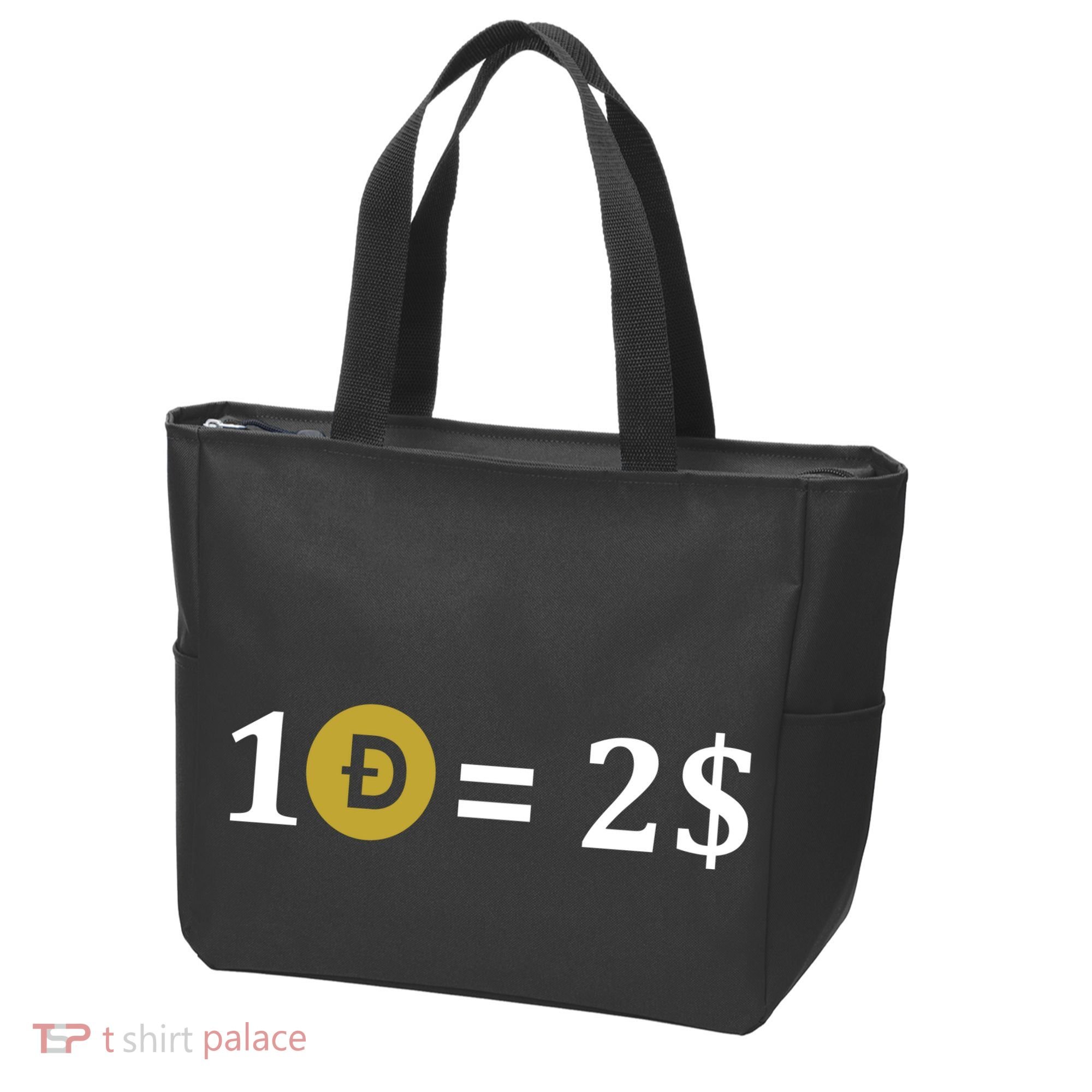 Dogecoin Equal 2 Dollars Doge Crypto Currency  Tote Bag