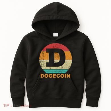 Dogecoin Meme Retro Vintage Style Kids Hoodie