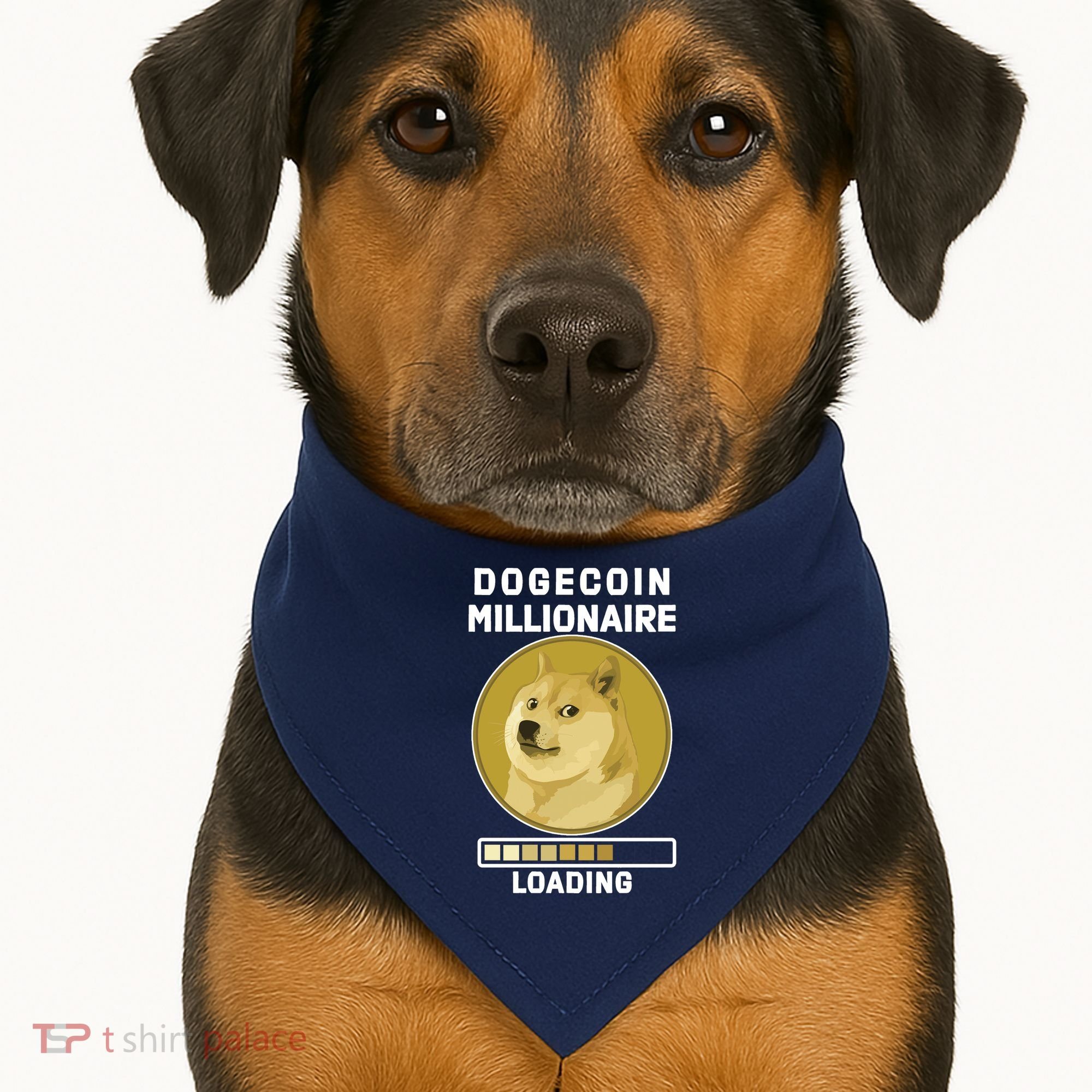 Dogecoin Millionaire Loading Funny Doge Crypto USA-Made Doggie Bandana