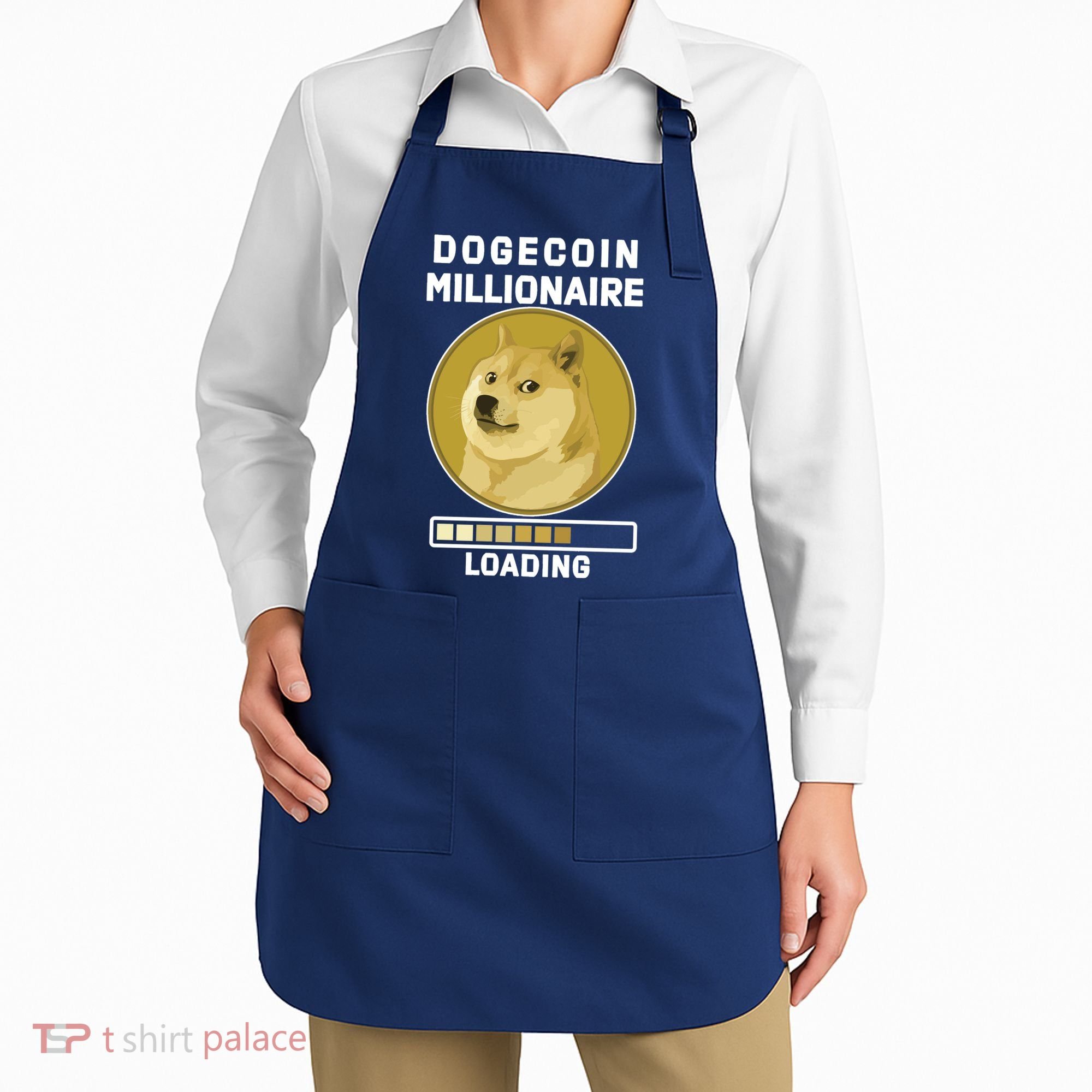 Dogecoin Millionaire Loading Funny Doge Crypto Apron