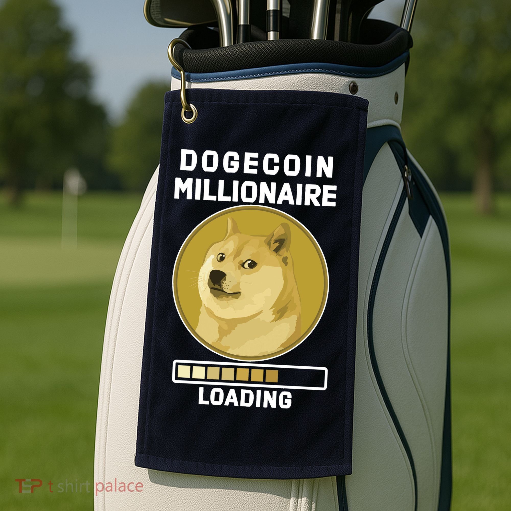 Dogecoin Millionaire Loading Funny Doge Crypto Golf Towel