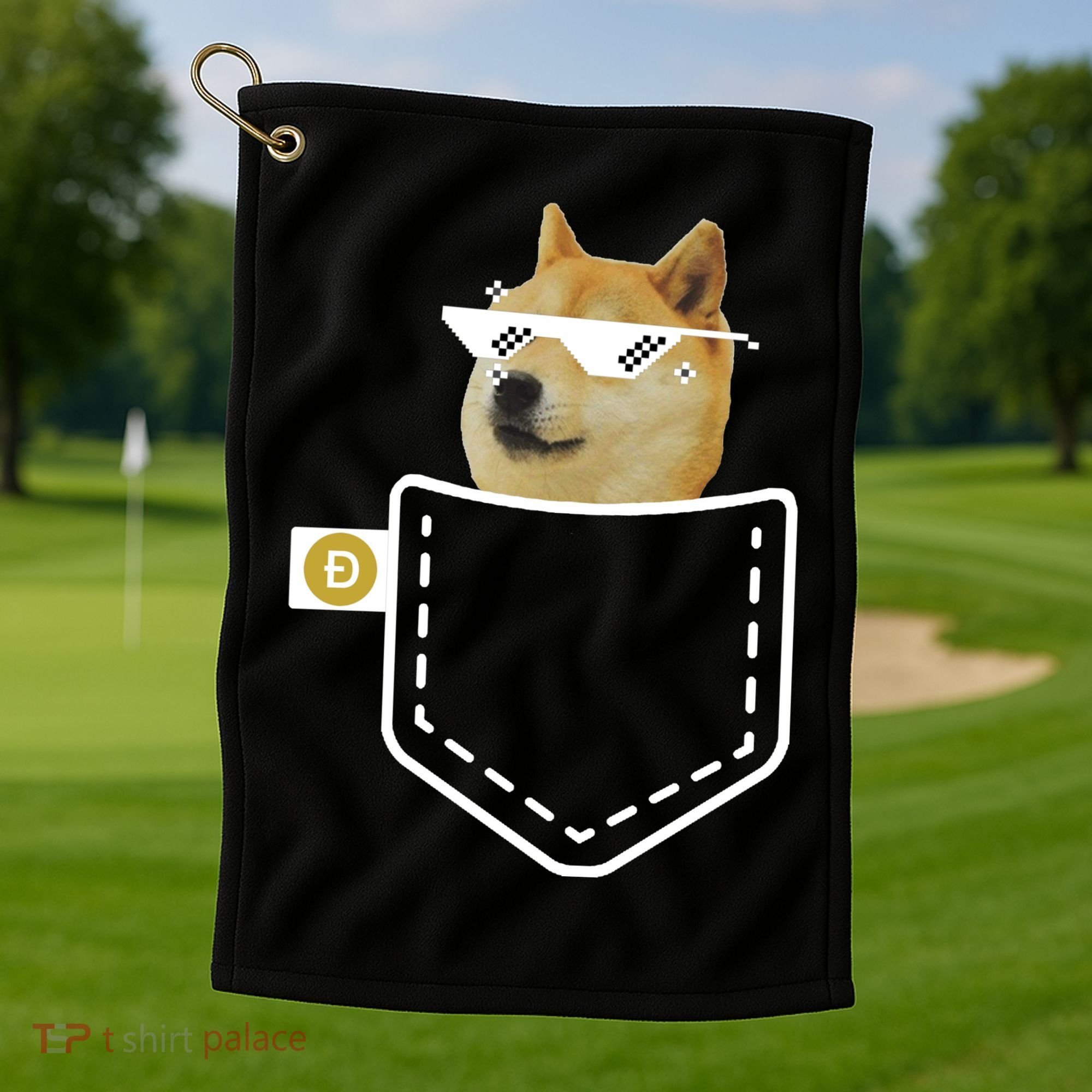 Dogecoin Pocket Doge Coin Golf Towel