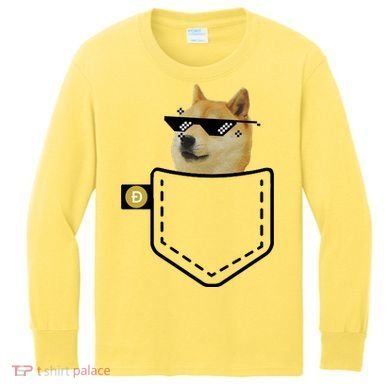 Dogecoin Pocket Doge Coin Kids Long Sleeve Shirt