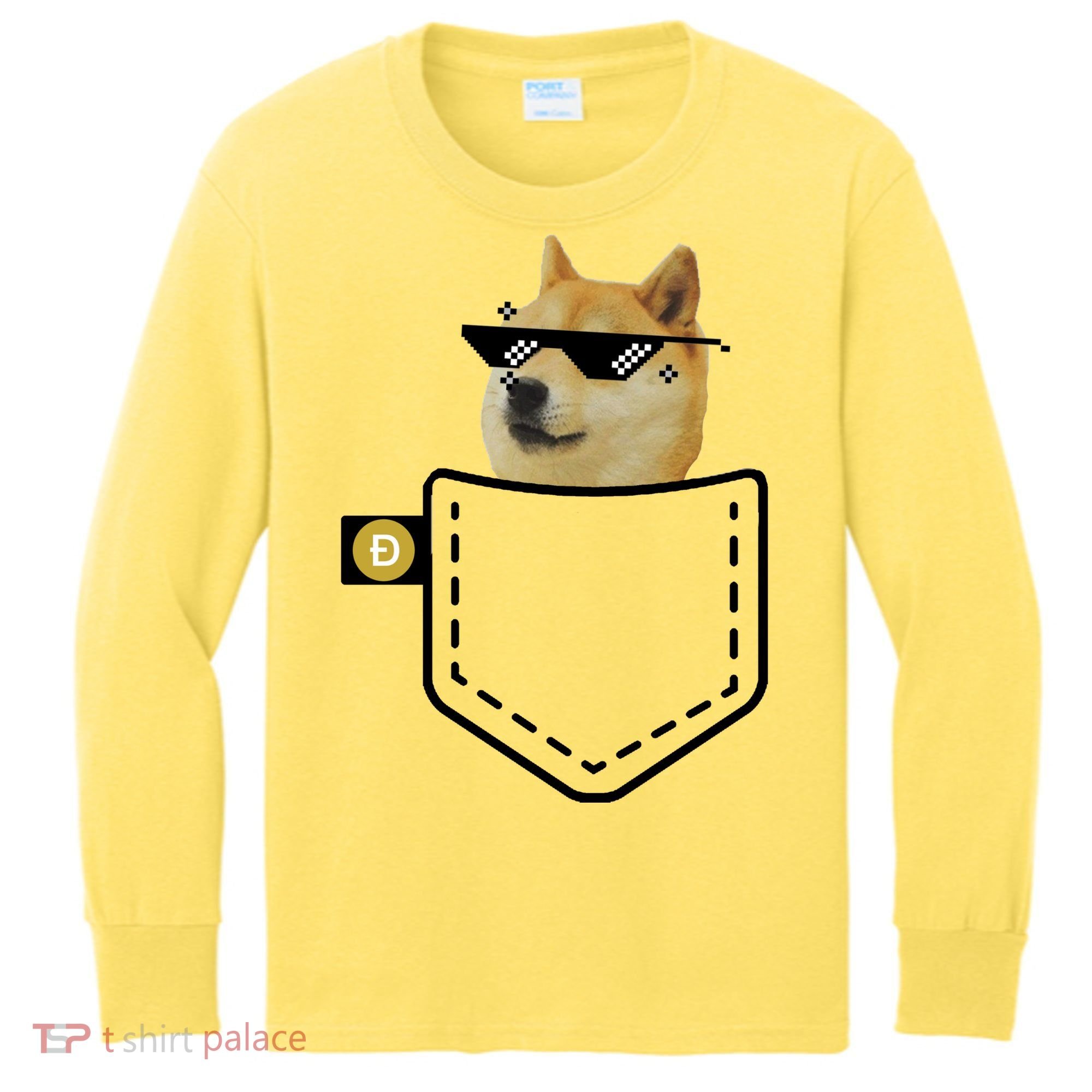 Dogecoin Pocket Doge Coin Kids Long Sleeve Shirt