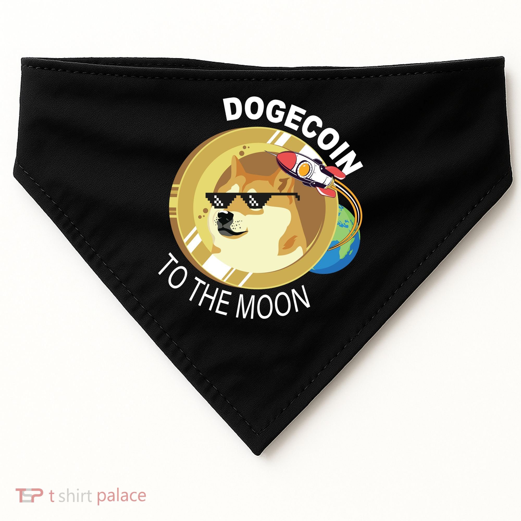 Dogecoin to the moon USA-Made Doggie Bandana
