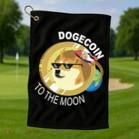 Dogecoin to the moon Golf Towel thumb 1