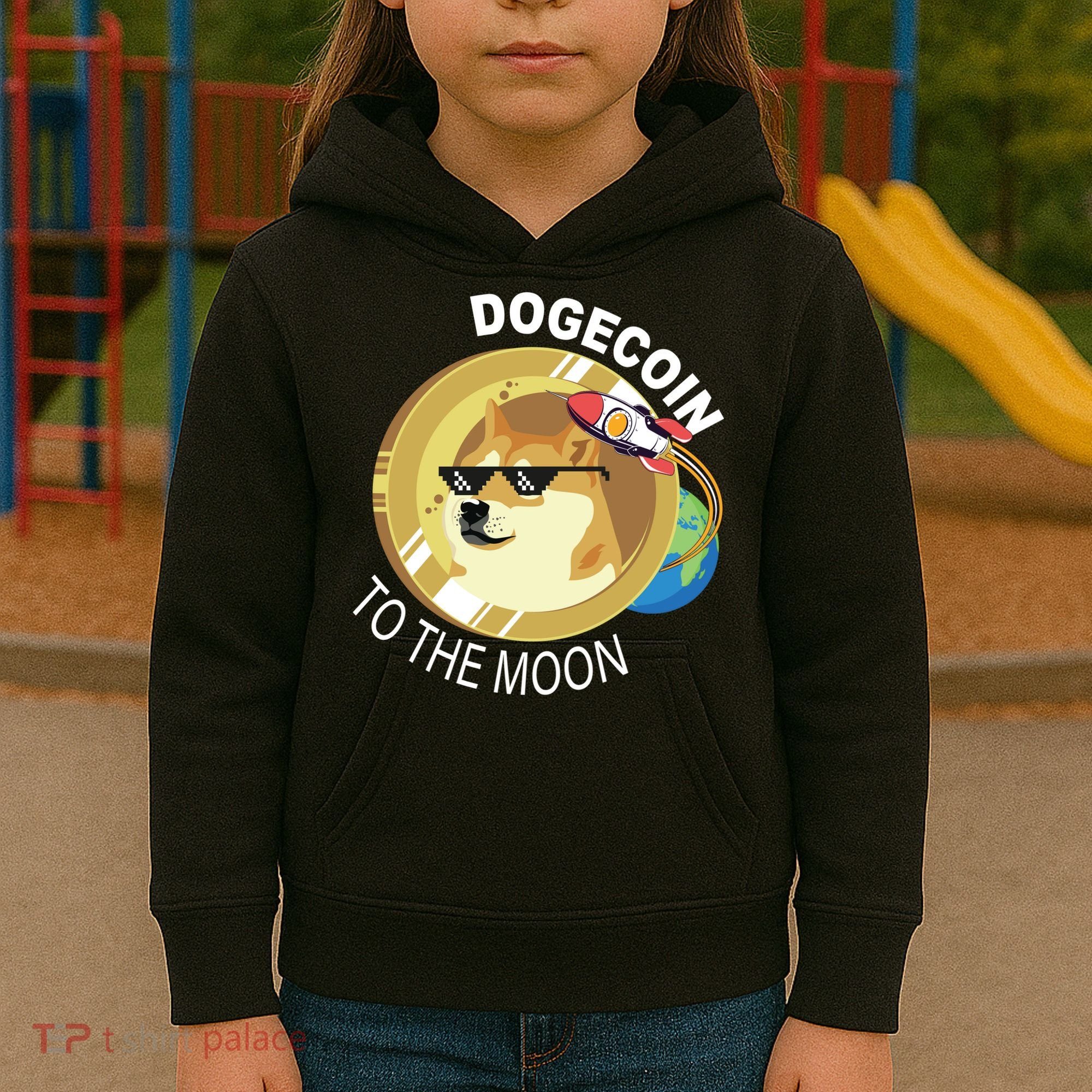 Dogecoin to the moon Kids Hoodie