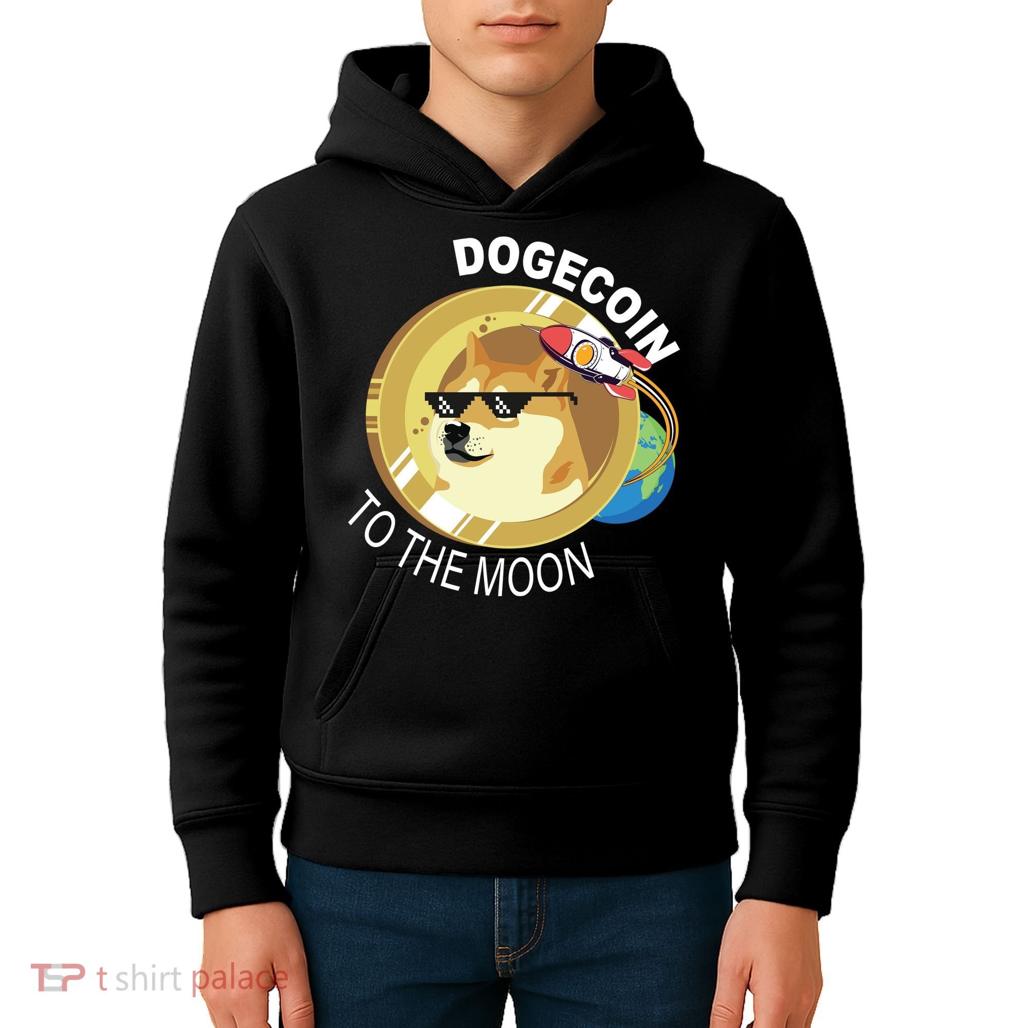 Dogecoin to the moon Kids Hoodie