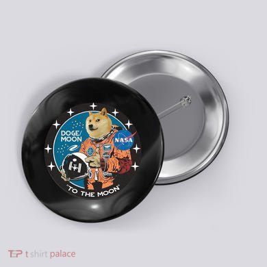 Dogecoin To The Moon Astronaut Button