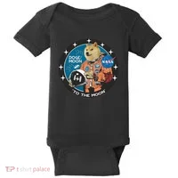 Dogecoin To The Moon Astronaut Baby Bodysuit thumb 0