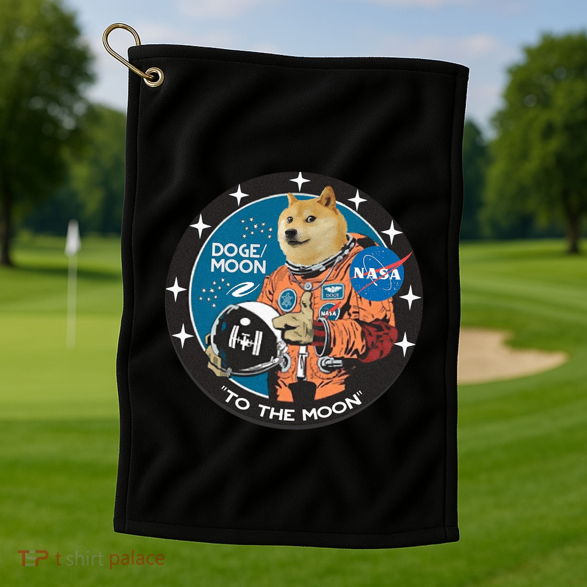 Dogecoin To The Moon Astronaut Golf Towel