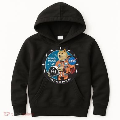Dogecoin To The Moon Astronaut Kids Hoodie