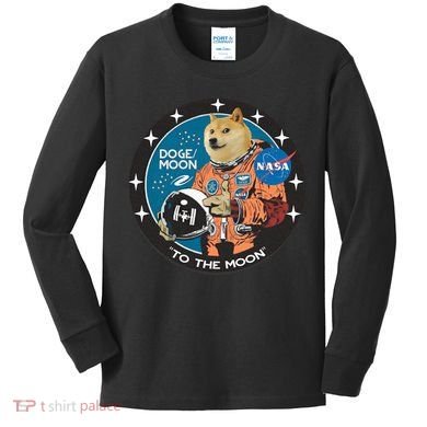 Dogecoin To The Moon Astronaut Kids Long Sleeve Shirt