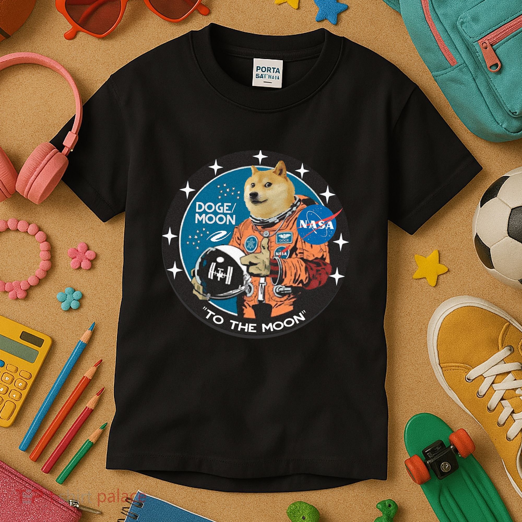 Dogecoin To The Moon Astronaut Kids T-Shirt