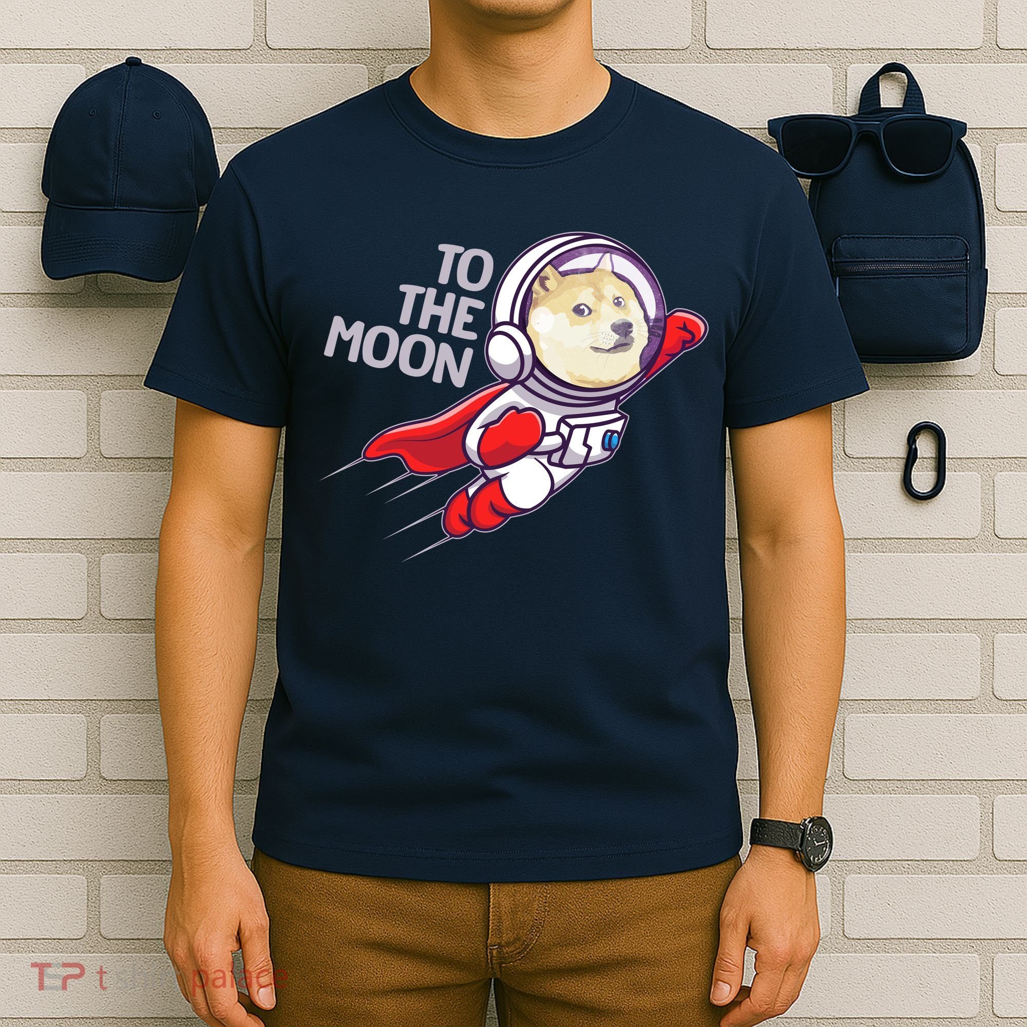 Dogecoin To The Moon Coin Crypto Currency Super Astronaut T-Shirt