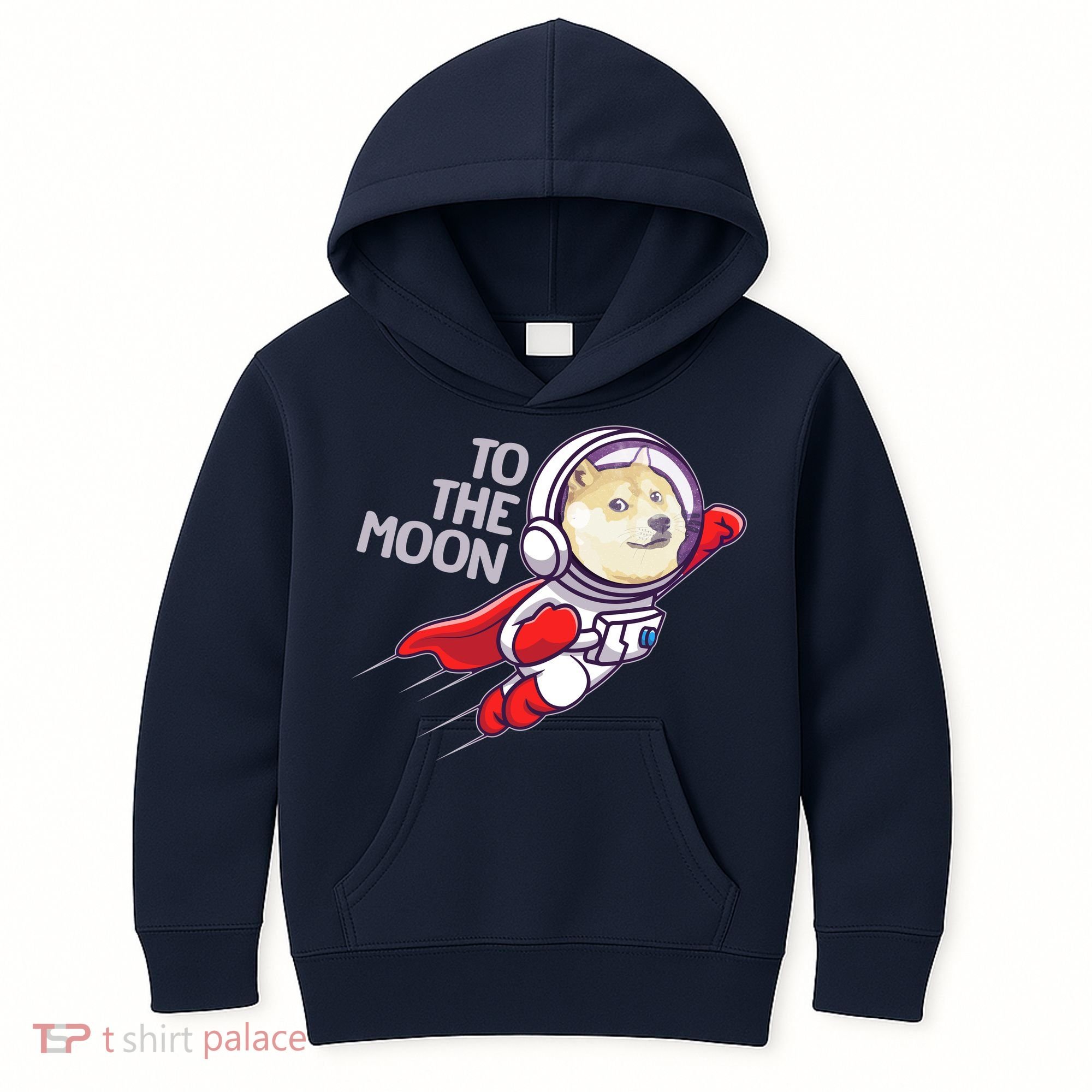Dogecoin To The Moon Coin Crypto Currency Super Astronaut Kids Hoodie