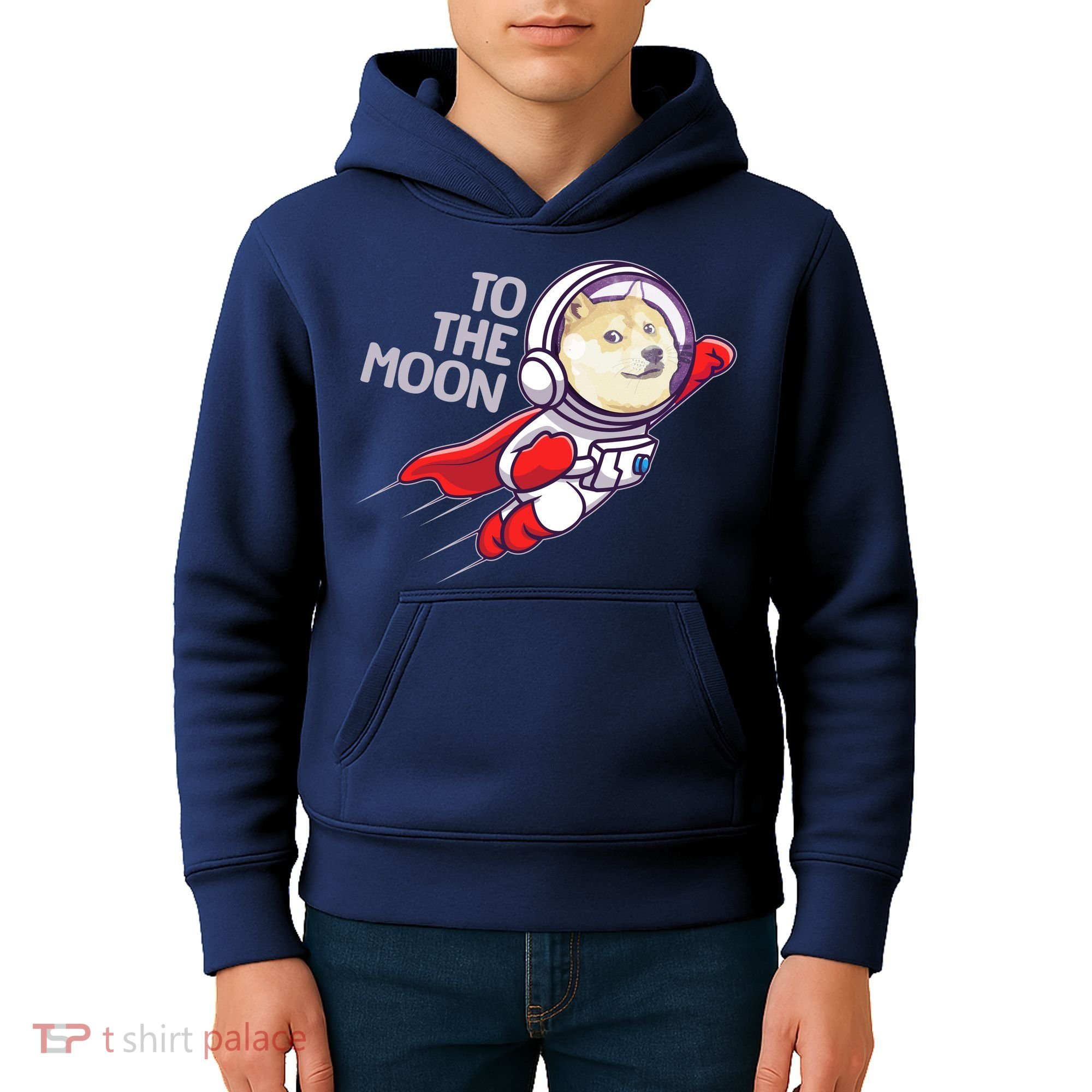 Dogecoin To The Moon Coin Crypto Currency Super Astronaut Kids Hoodie