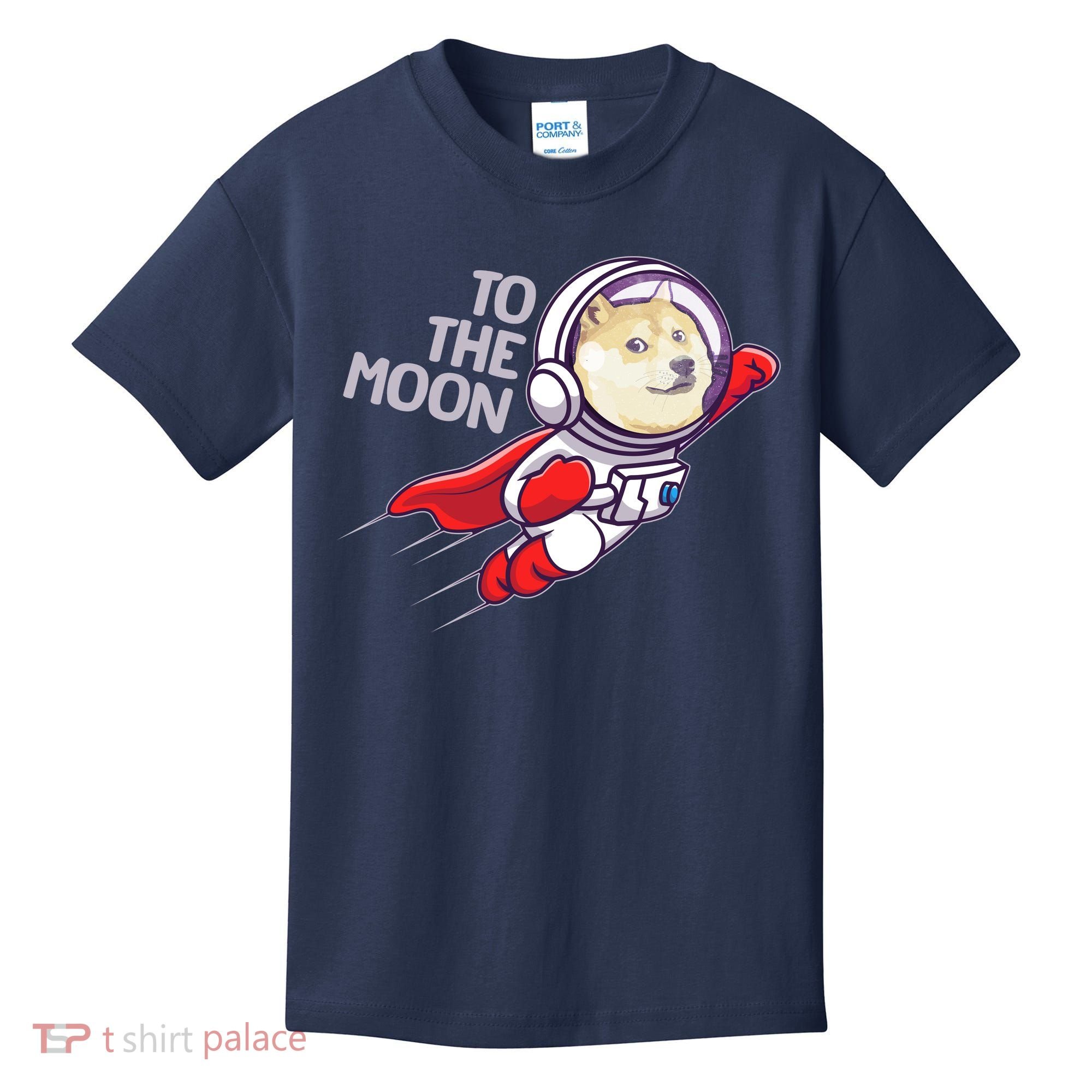 Dogecoin To The Moon Coin Crypto Currency Super Astronaut Kids T-Shirt
