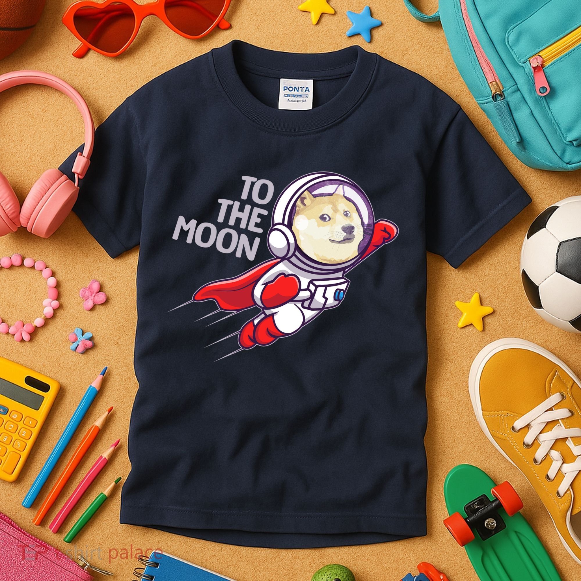 Dogecoin To The Moon Coin Crypto Currency Super Astronaut Kids T-Shirt
