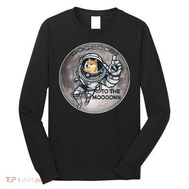 Dogecoin To the Moon Doge Long Sleeve Shirt