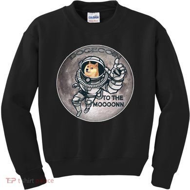Dogecoin To the Moon Doge Kids Sweatshirt