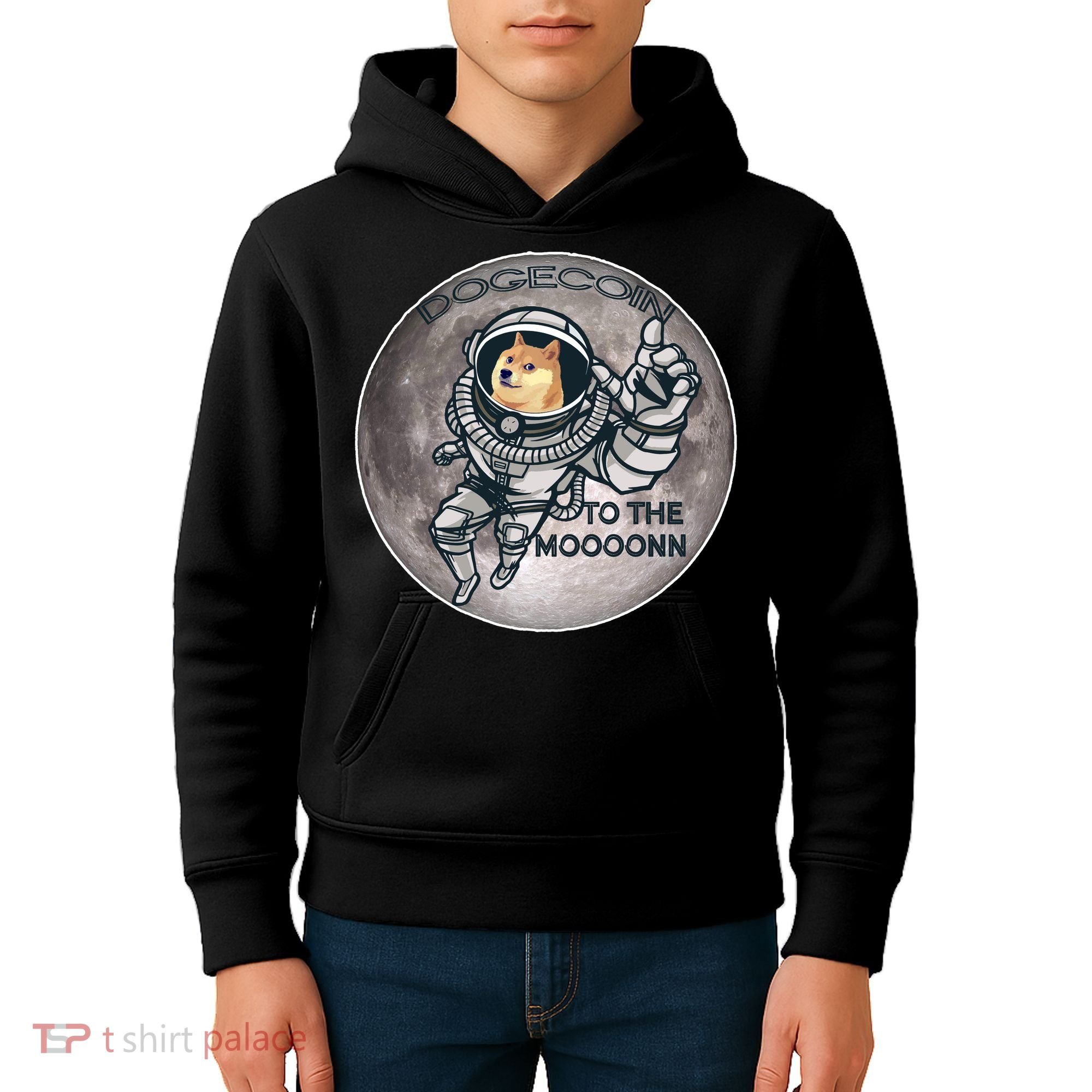Dogecoin To the Moon Doge Kids Hoodie