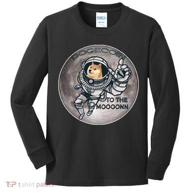 Dogecoin To the Moon Doge Kids Long Sleeve Shirt