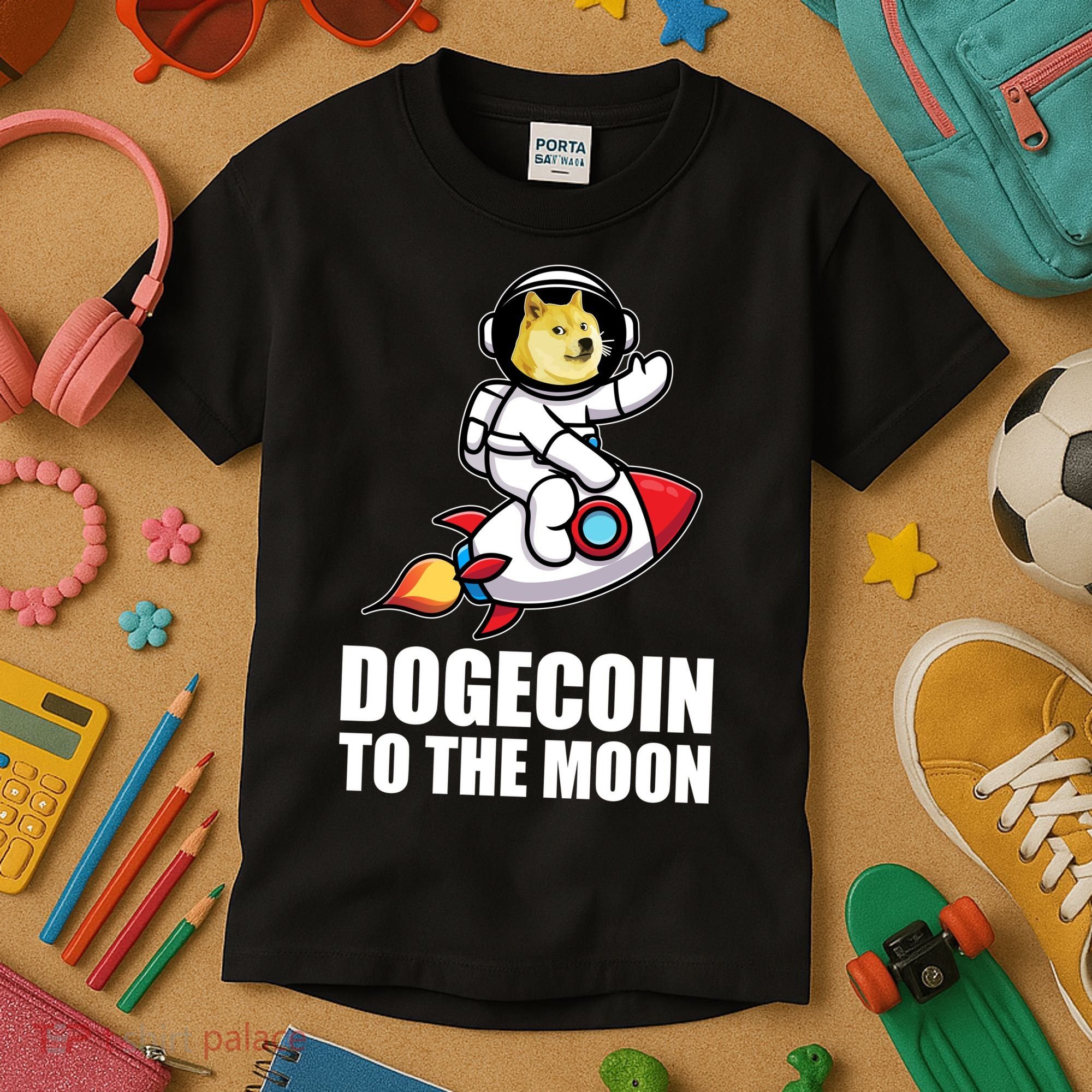 DogeCoin To The Moon Doge Crypto Kids T-Shirt
