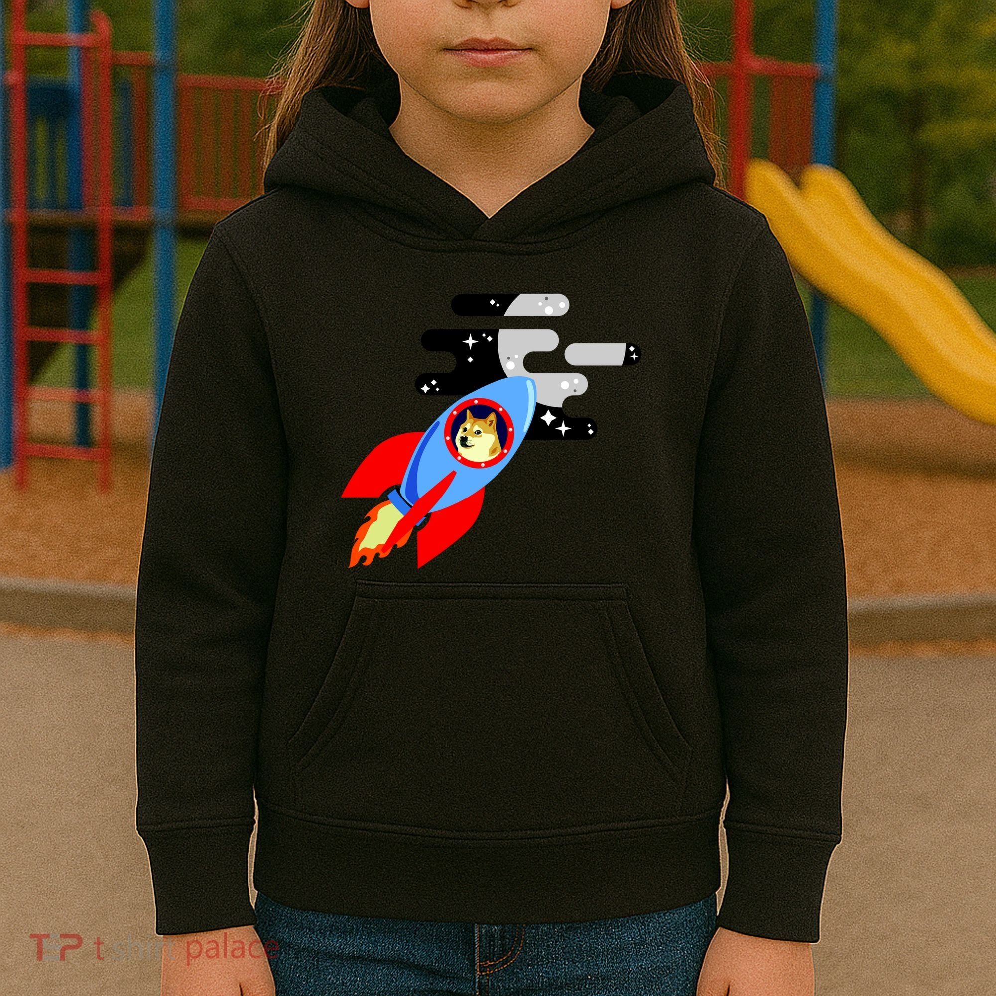 Dogecoin To the Moon Hodl Crypto Currency Kids Hoodie