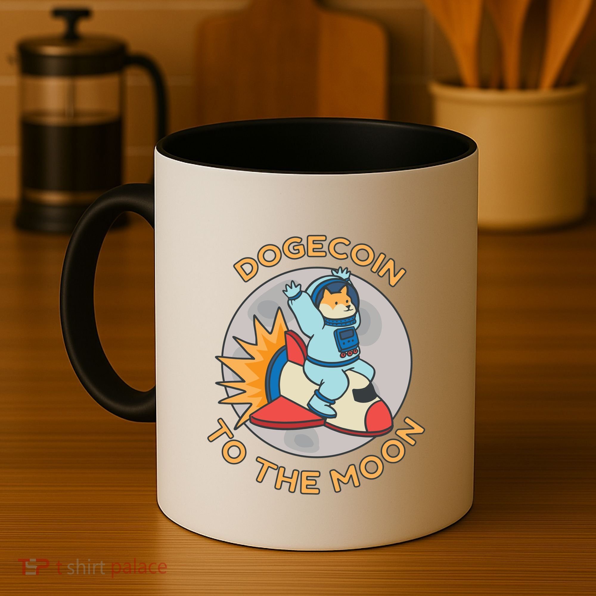 Dogecoin To The Moon Logo Coffee Mug