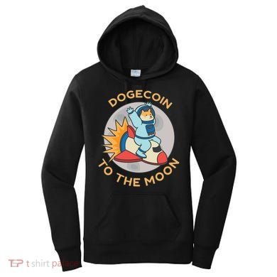 Dogecoin To The Moon Logo Women's Hoodie