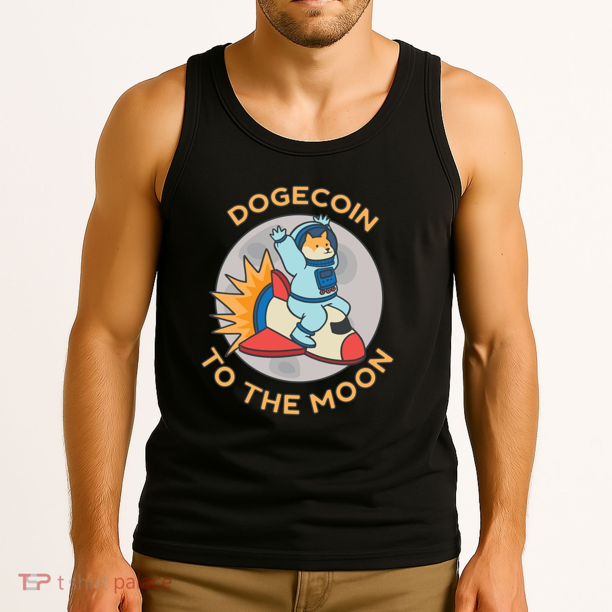 Dogecoin To The Moon Logo Tank Top