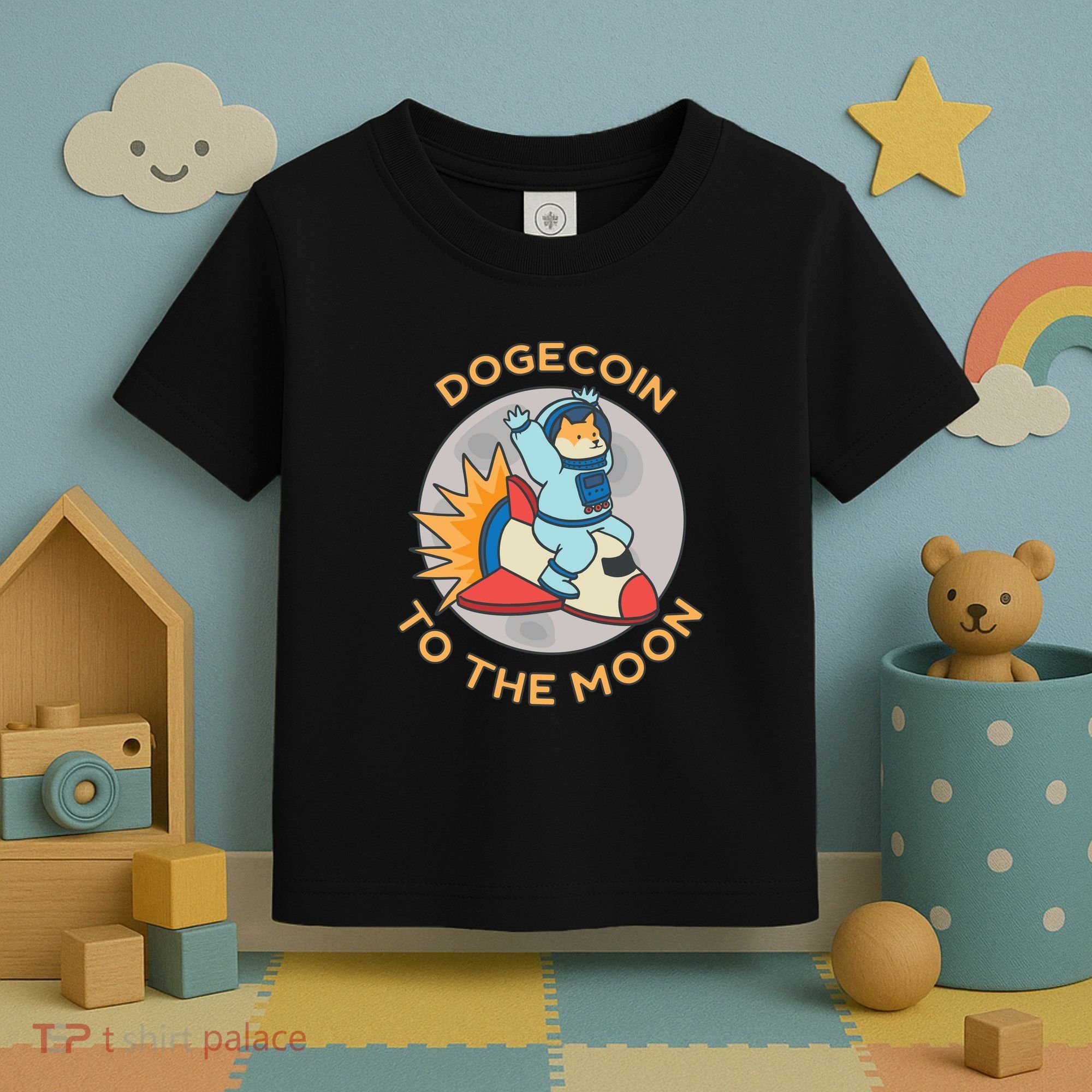 Dogecoin To The Moon Logo Toddler T-Shirt