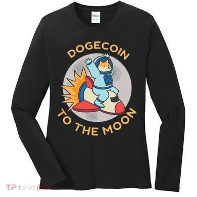 Dogecoin To The Moon Logo Women's Long Sleeve Shirt