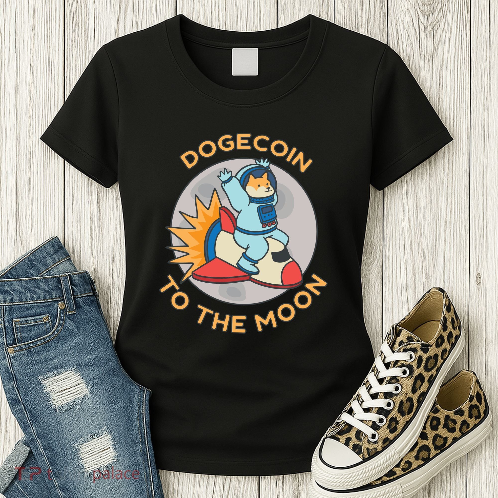 Dogecoin To The Moon Logo Women's T-Shirt