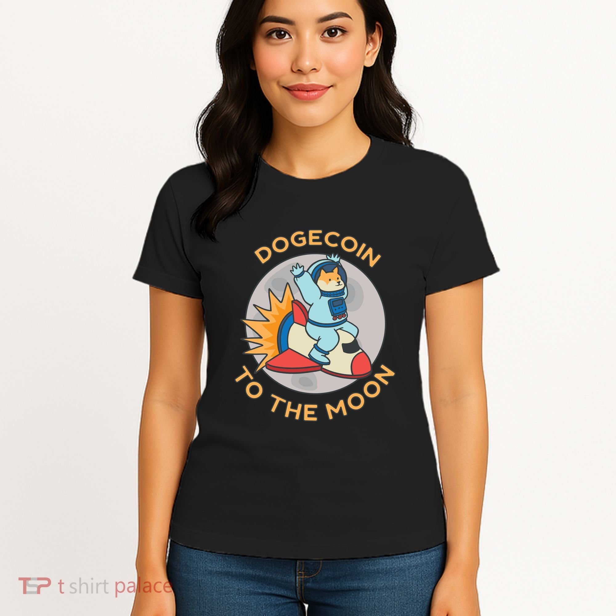 Dogecoin To The Moon Logo Women's T-Shirt