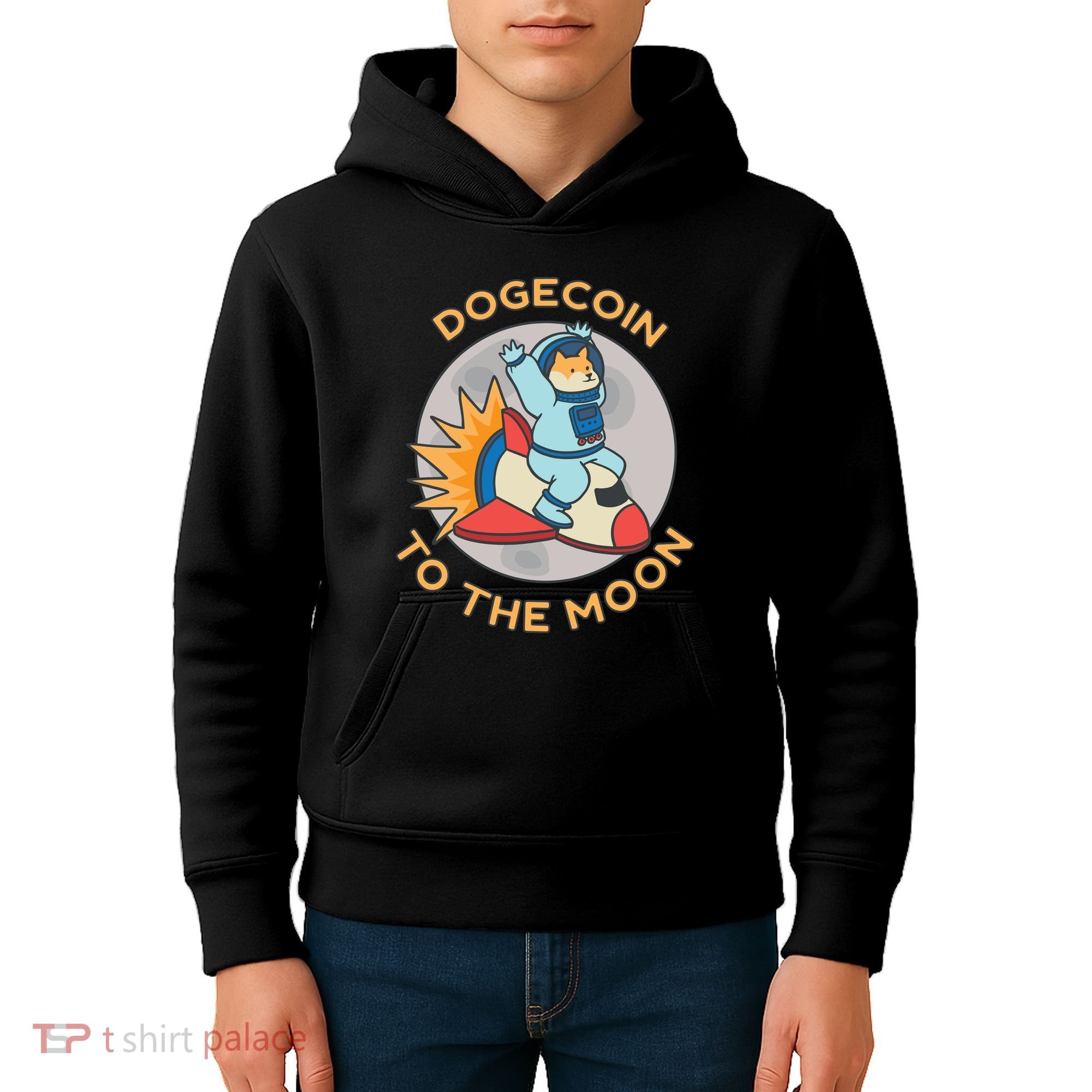 Dogecoin To The Moon Logo Kids Hoodie