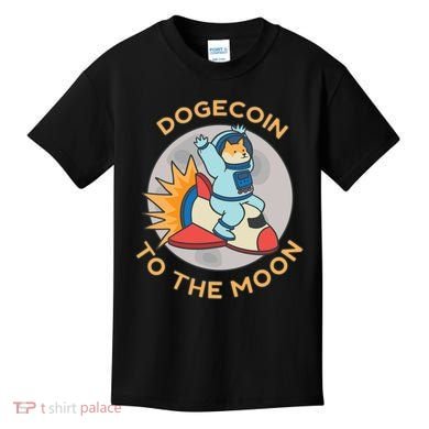 Dogecoin To The Moon Logo Kids T-Shirt