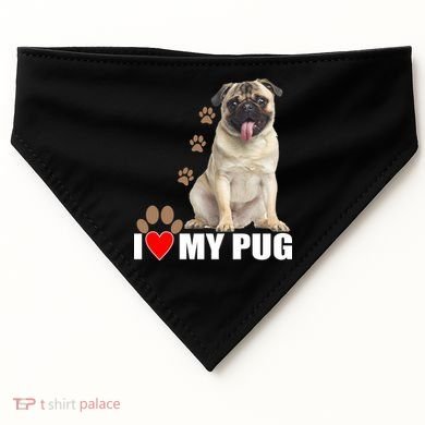 Dogs - I Love My Pug USA-Made Doggie Bandana