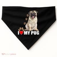 Dogs - I Love My Pug USA-Made Doggie Bandana thumb 0