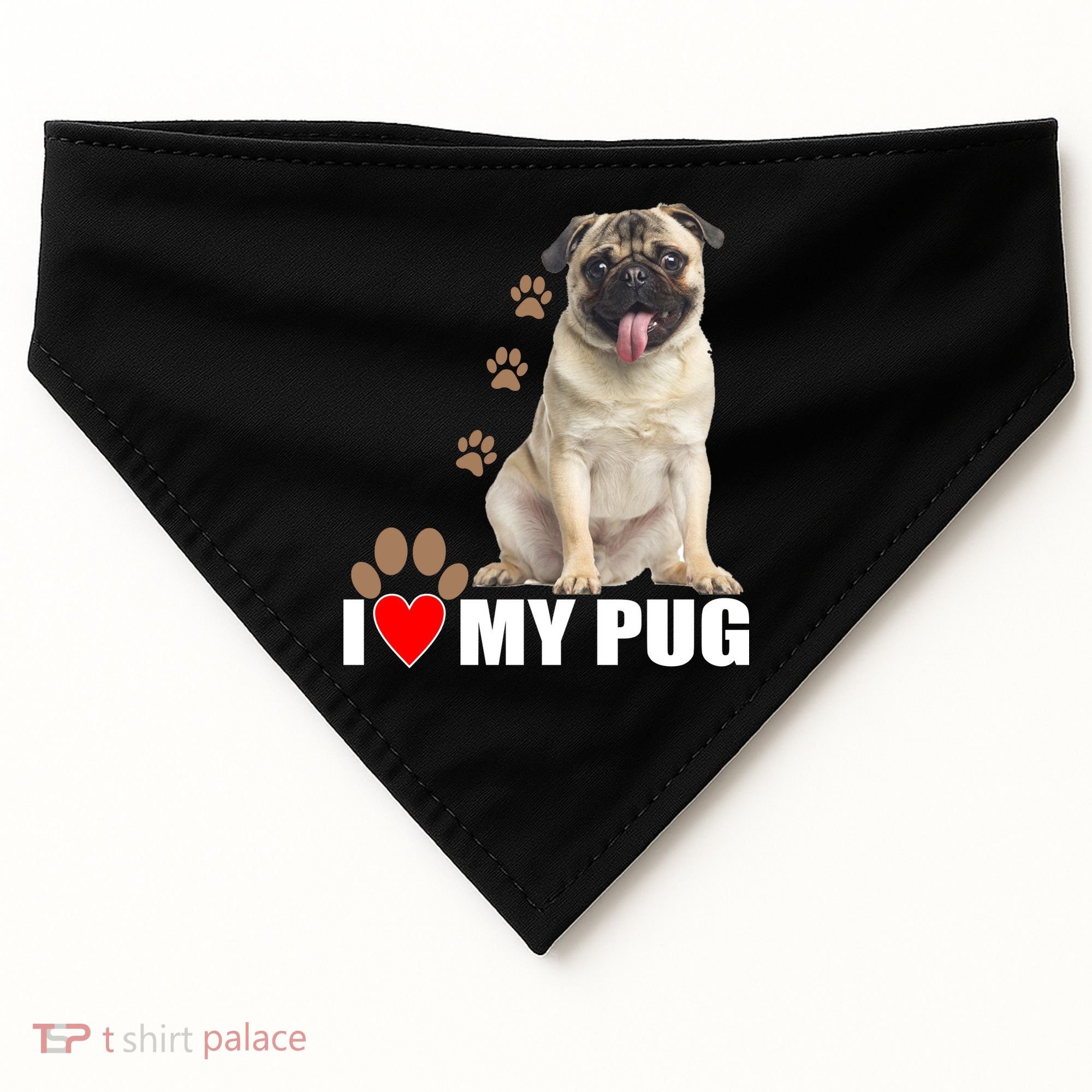 Dogs - I Love My Pug USA-Made Doggie Bandana